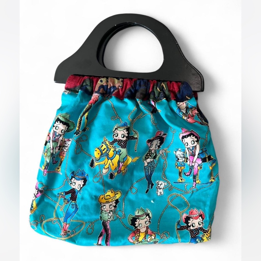 Betty Boop Texas Lonestar Cartoon Print Women's Reversible Fabric Handbag
